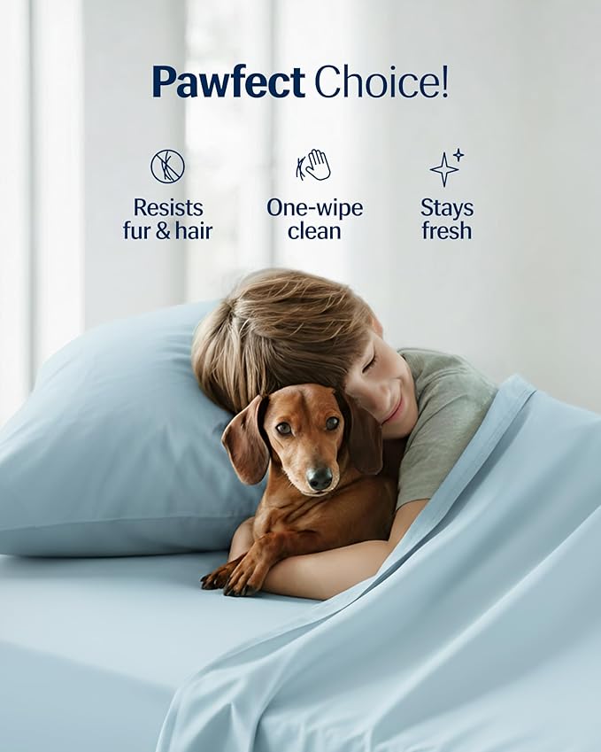 REST® Evercool®+ Cooling Sheet Set, Full Size, Light Blue, Breathable Bed Sheets - Image 9