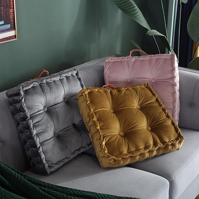 vctops Square Solid Color Velvet Seat Cushion - Image 2