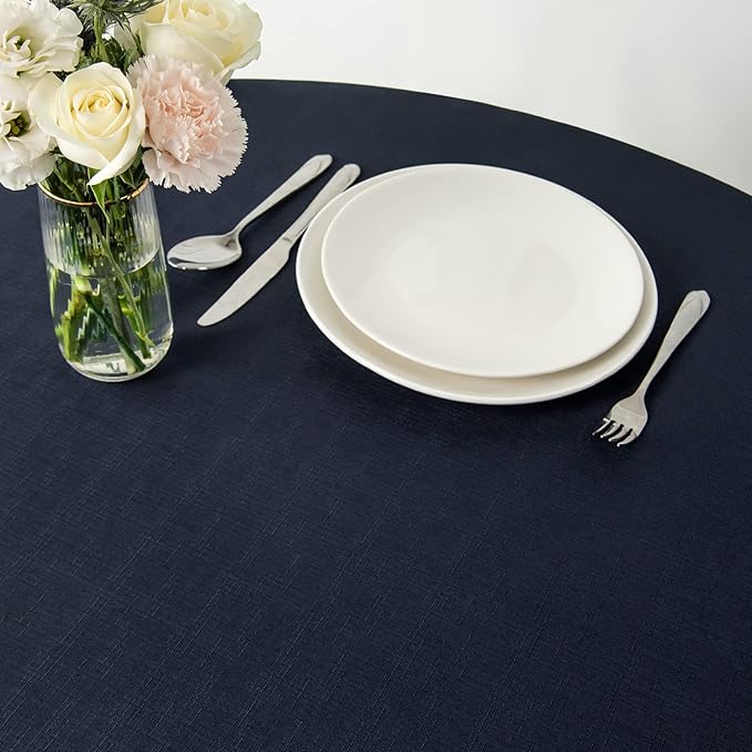 maxmill Round Linen Looking Textured Tablecloth Spill-Proof Wrinkle Free Soft - Image 5
