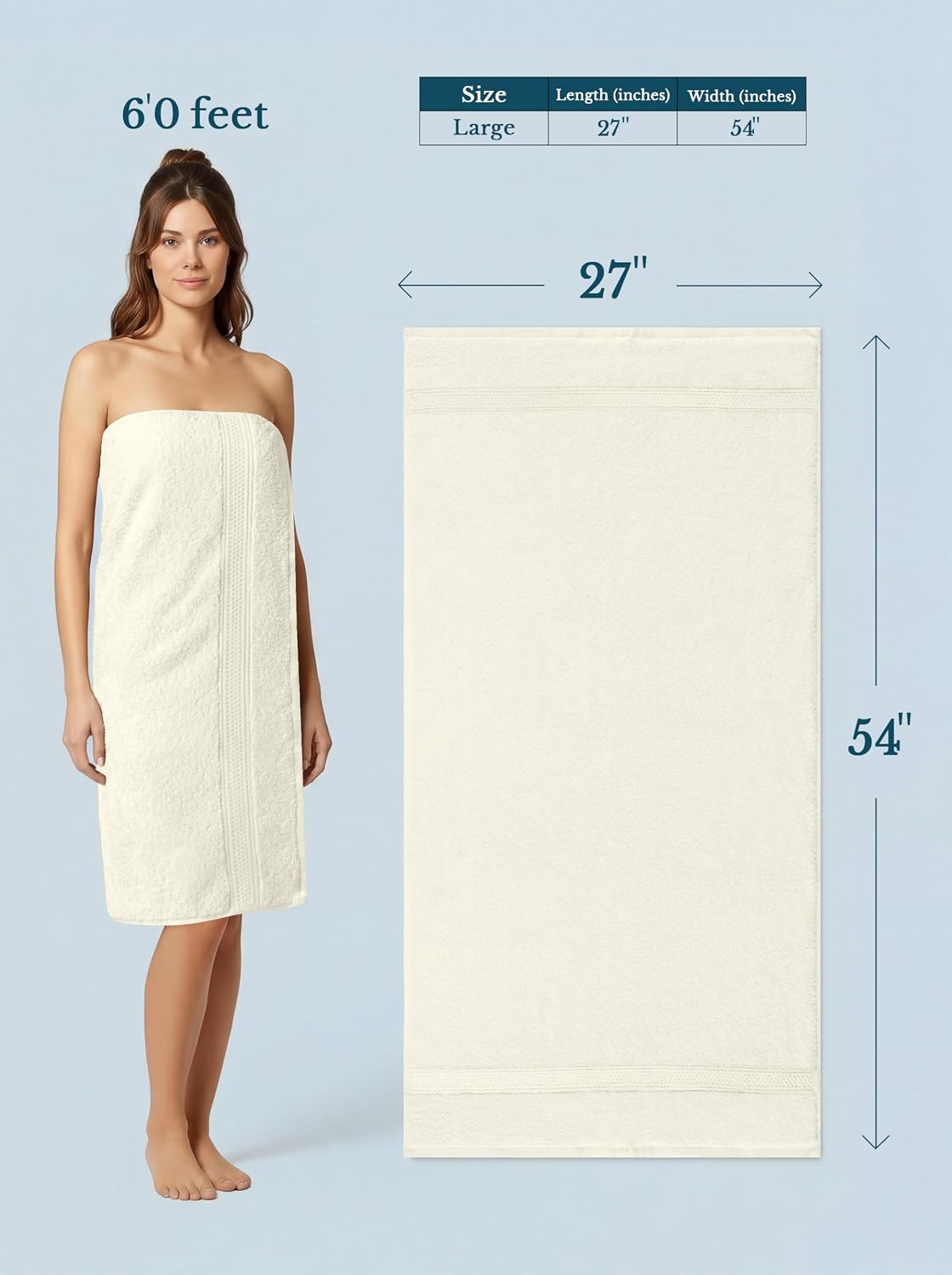 utopia towels 4 pack premium bath towels, 27x54, close-up detail