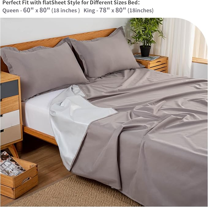 WenBags Waterproof Bed Sheet Flat Sheets Lightweight, 70*90 Inches Queen Size - Image 4