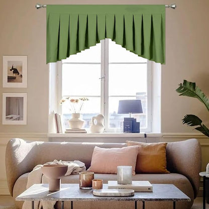 Valances for Windows Green Window Valance for Living Room Rod Pocket Blackout - Image 2