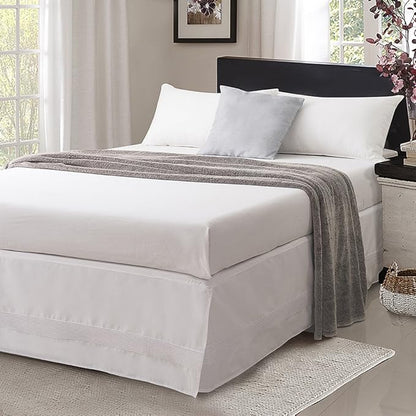 Valea Home Bed Skirt with Stitch on White Dust Ruffle with Split Corners - Image 3