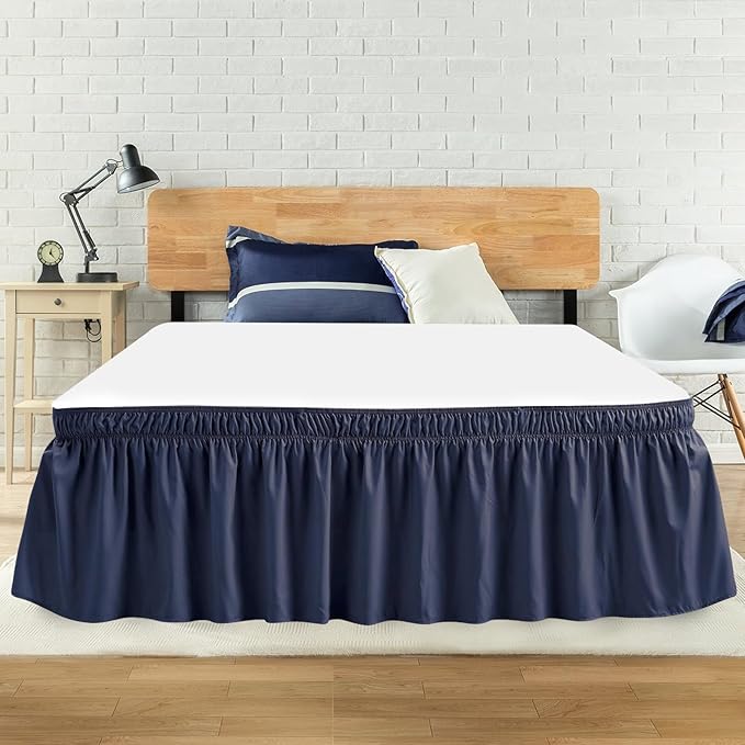Queen Bed Skirt, Elastic Wrap Around Bed Skirt Queen Size, Bed Skirts by ANARACHON