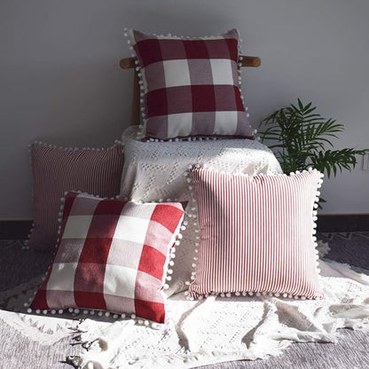 HOPLEE Decorative 20x20 Pillow Covers Red and White Tricking Stripe Throw - Image 7
