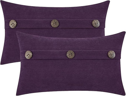 HWY 50 Purple Chenille Throw Pillow Covers 12x20 Inch by HWY50