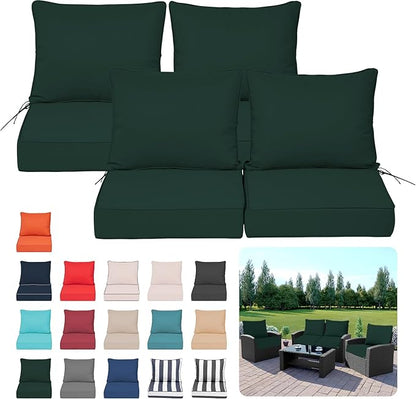 Deep Seat Outdoor Cushions Set of 4, UV&Fade Resistant Deep Seat Patio Cushions by Vulacko