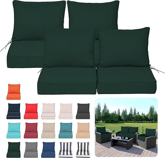 Deep Seat Outdoor Cushions Set of 4, UV&Fade Resistant Deep Seat Patio Cushions by Vulacko
