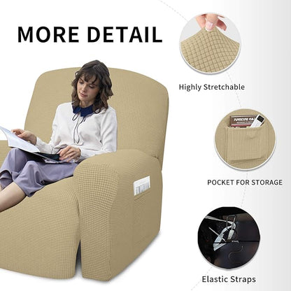 Easy-Going 4 Pieces Oversized Recliner Stretch Sofa Slipcover Sofa Cover - Image 4
