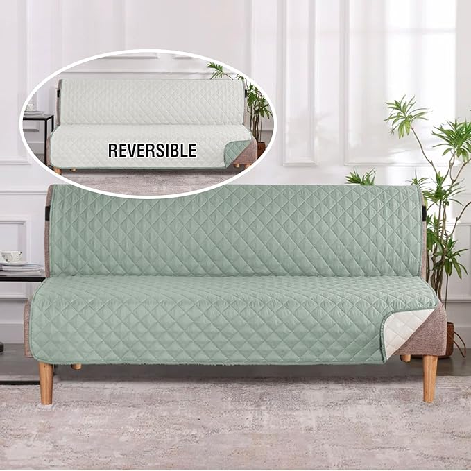 H.VERSAILTEX Reversible Futon Cover Water Repellent Armless Sofa Slipcover - Image 2