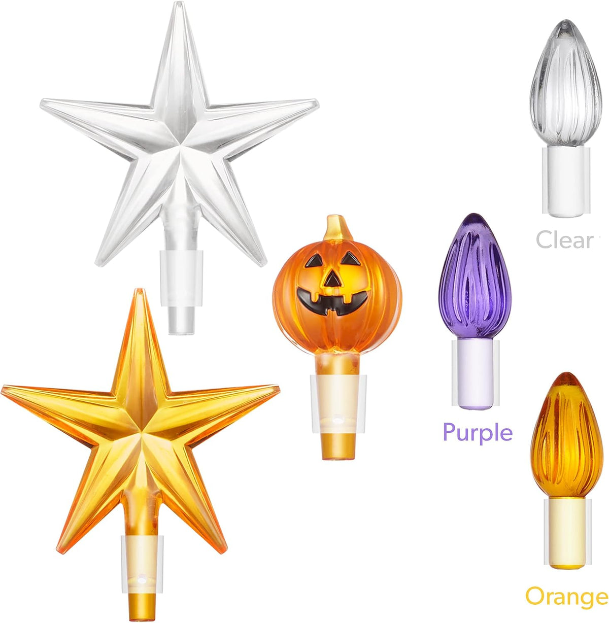 Casafield Hand-Painted Ceramic Halloween Tree, 15-Inch Pre-Lit Decoration with 128 Multi-Color Lights, Jack-O-Lantern and Star Toppers