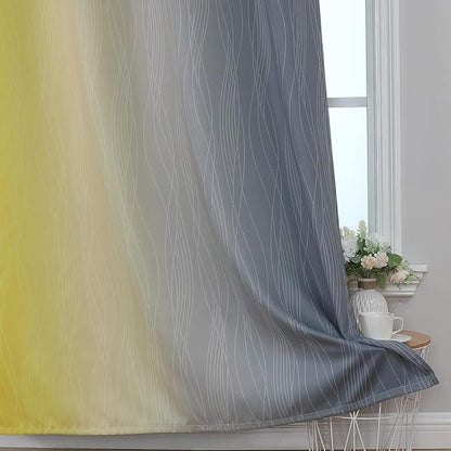 Estelar Textiler Yellow and Gray Blackout Curtains 96 Inches Long, Ombre - Image 6