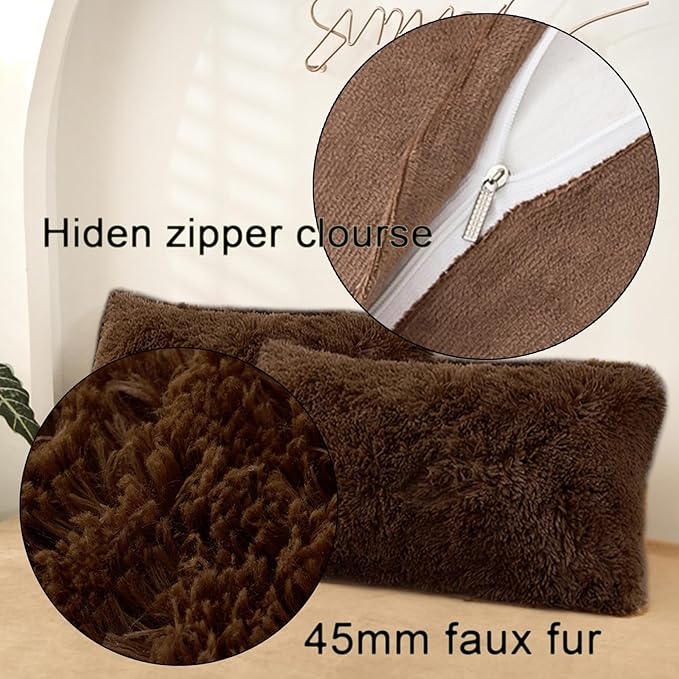 MorroMorn Decorative Pillows Covers, 2 Packs Faux Fur Pillow Cases, Luxury - Image 4