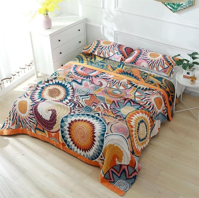 MSGKV Boho Throw Blanket for Bed Couch, 100% Cotton Throw Blankets 80''x 90'' - Image 8