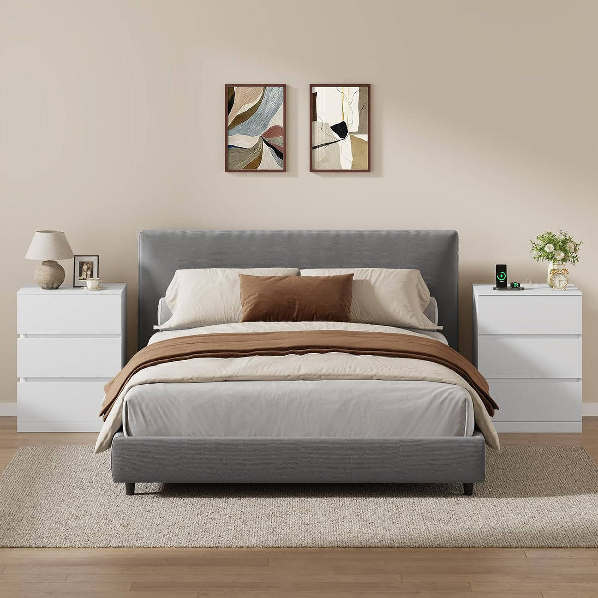 nightstands set of 2 with charging station and, main product view