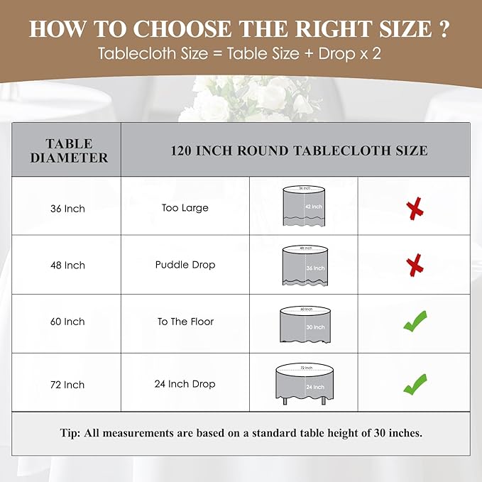 Round Tablecloth 120 Inch 1 Pack Black Tablecloths Washable Decorative Linen - Image 2