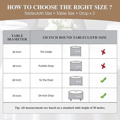 Round Tablecloth 120 Inch 2 Pack Sage Green Tablecloths Washable Decorative - Image 2