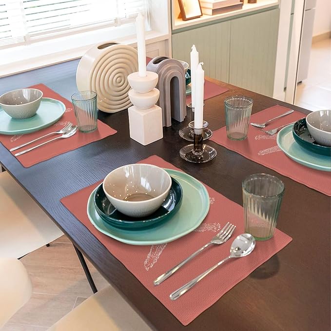 Summer Coastal Placemats Set of 4, Beach Theme Ocean Coral Starfish Decorative - Image 5
