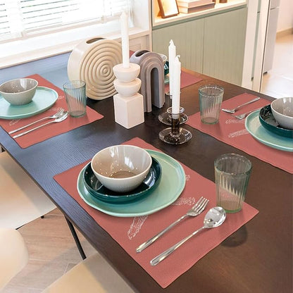 Summer Coastal Placemats Set of 4, Beach Theme Ocean Coral Starfish Decorative - Image 5