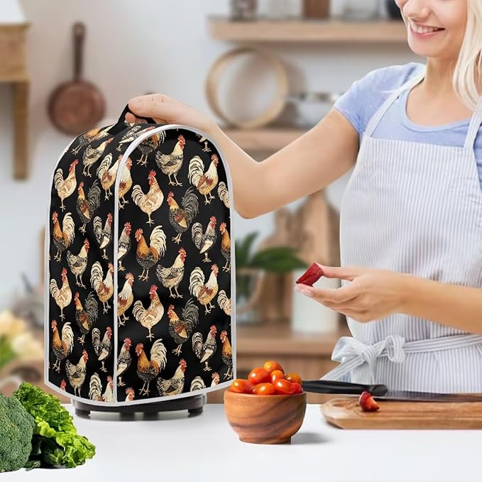 Chicken Rooster Print Blender Dust Cover, Stand Mixer or Coffee Maker Appliance - Image 3
