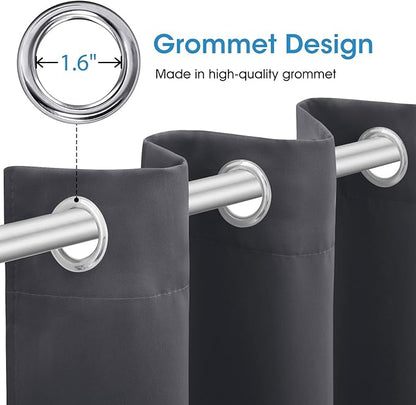 HOMEIDEAS Grey Gray Blackout Curtains, Room Darkening Soundproof Thermal - Image 4