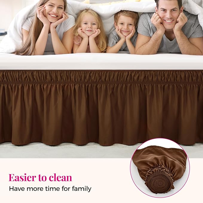 RIMELA Bed Skirt Queen Size 18 Inch Drop, Elastic Bed Skirting - Image 4
