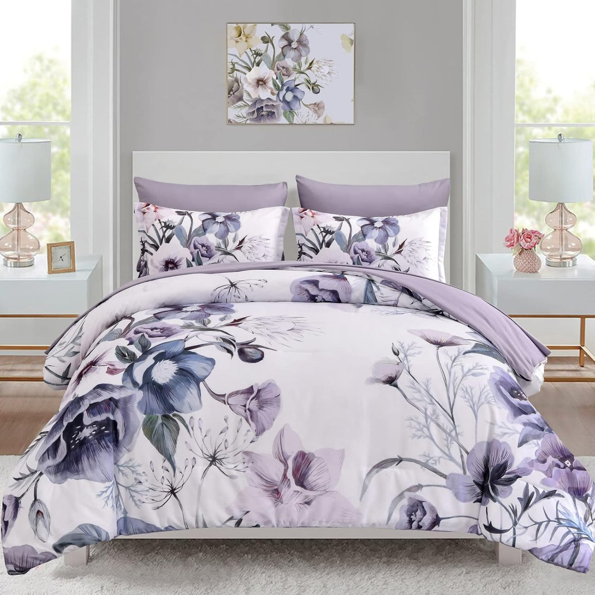 luxudecor floral comforter set full size 7 piece, main product view