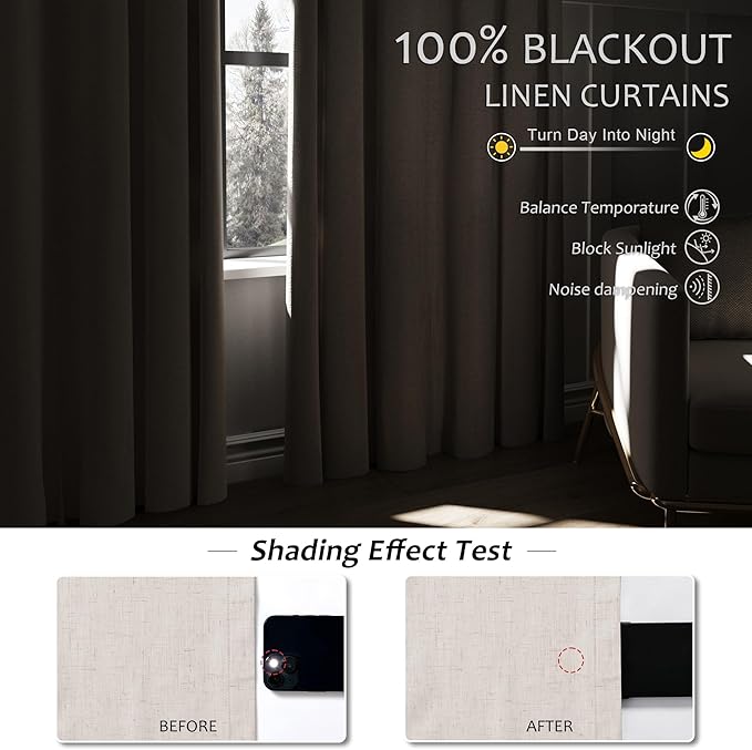 Pinch Pleat Linen Blackout Curtains - Image 3