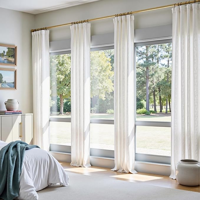 jinchan Linen Curtains 50W x 96L Inch Off White by JINCHAN