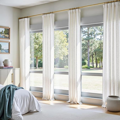 jinchan Linen Curtains 50W x 96L Inch Off White by JINCHAN
