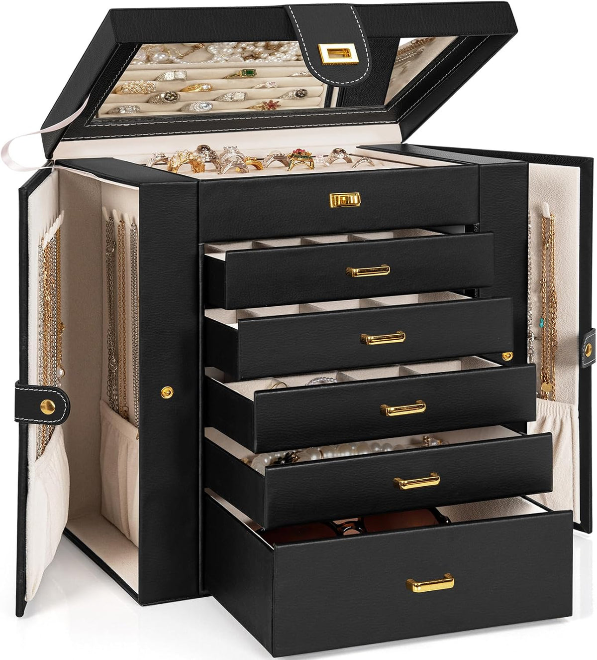 akozlin 6-tier jewelry box organizer 5 drawers storage, main product view