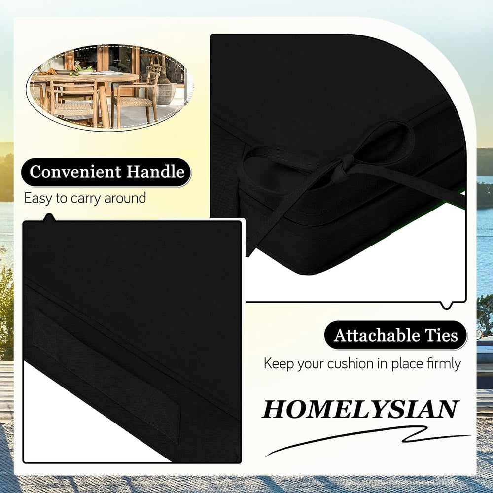 Outdoor Chair Cushions, Removable Covers, Black, 19 x 19
