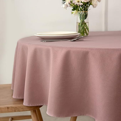 maxmill Round Linen Looking Textured Tablecloth Spill-Proof Wrinkle Free Soft - Image 4
