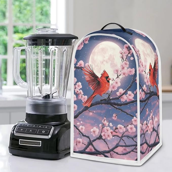 Talayituse Cardinal Cherry Blossom Moon Print Blender Dust Cover, Fingerprint - Image 6