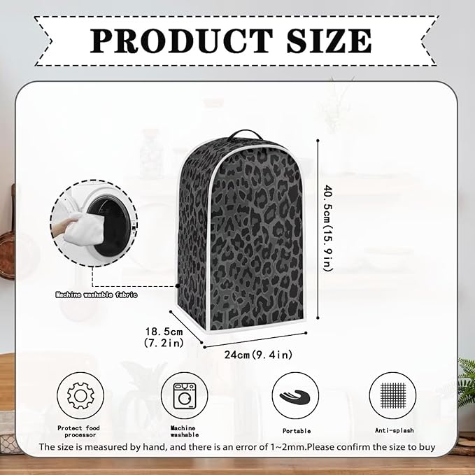 Talayituse Black Leopard Print Blender Dust Cover, Fingerprint Protection Cover - Image 6