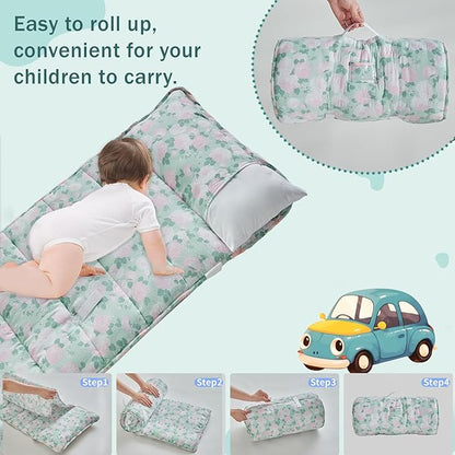 Toddler Nap Mat with Removable Pillow, Ultra Soft Slumber Bags - Image 3