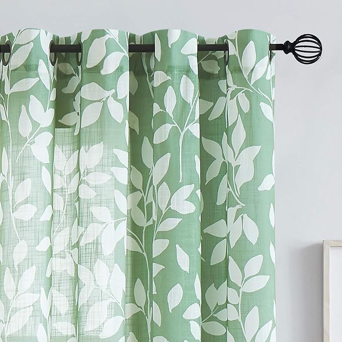 Treatmentex White Green Curtains - Image 3