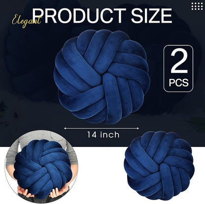 Fumete 2 Pcs 14 Inches Knot Pillow Round Throw Soft Plush Knot Ball Pillow - Image 3