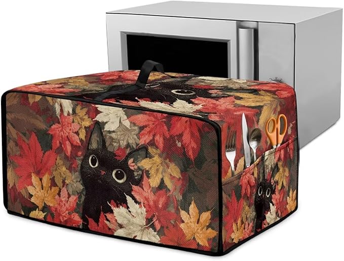 Cat Maple Leaf Print Toaster Oven Dust Cover by HwzdsyxlCreativeHomeDecor
