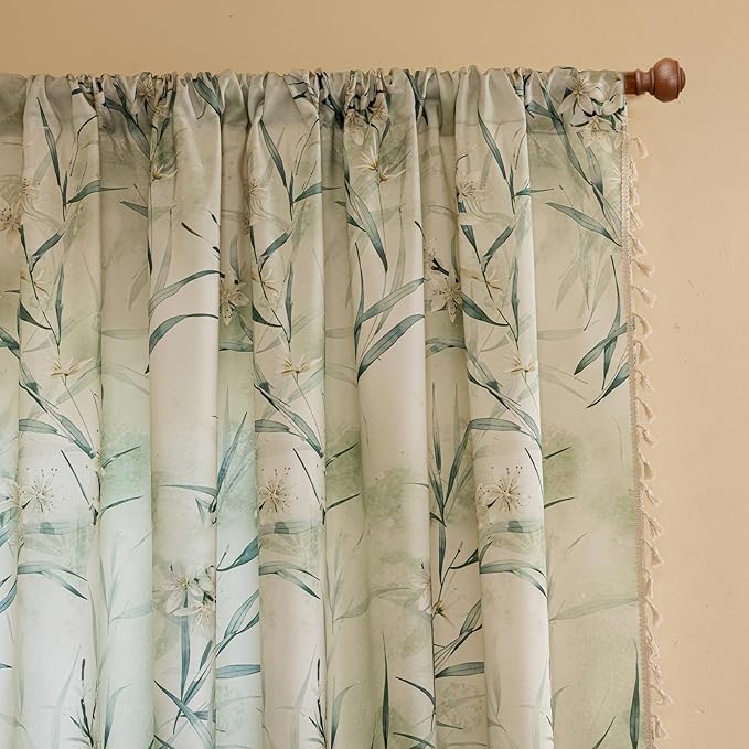 ENJOYBRIDAL White Floral 63 Inch Curtains 2 Panel Set Bedroom Boho Drapes Semi - Image 2