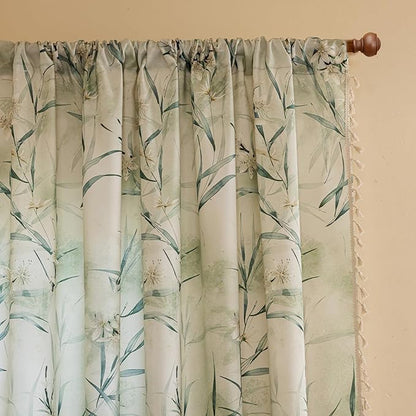 ENJOYBRIDAL White Floral 63 Inch Curtains 2 Panel Set Bedroom Boho Drapes Semi - Image 2
