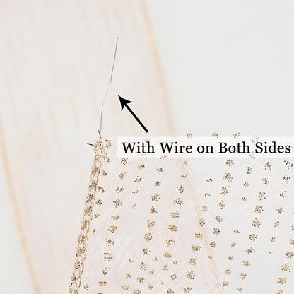 MEEDEE Rose Gold Sheer Glitter Wired Ribbon 2.5 Inch Horizontal Stripes Polka - Image 3