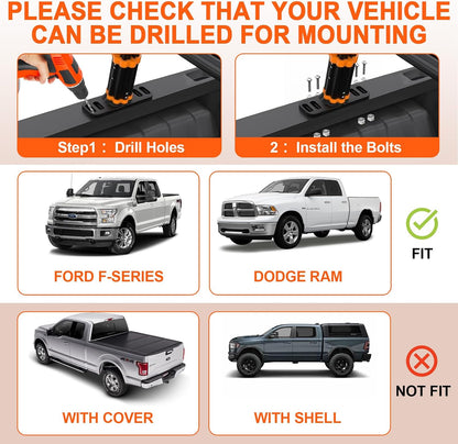 universal truck ladder rack, aluminum ladder rack for showing dimensions