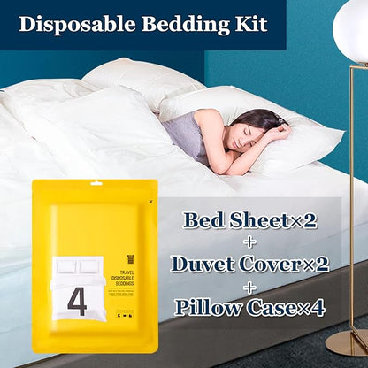 Extguds Disposable Travel Set : Bed Sheet×2+Duvet Cover×2+Pillow case×4+Bath - Image 2