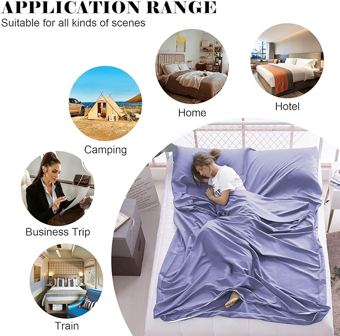 Sleeping Bag Liner, Travel Sheet & Adult Sleep Sack, Camping Sheets Travel - Image 7