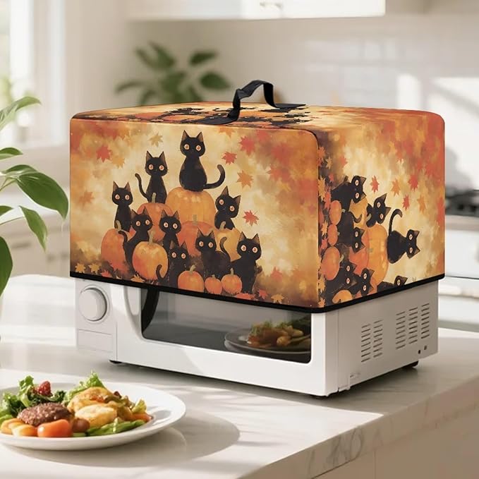 Microwave Oven Dust Cover, Thanksgiving Cat Heat-Resistant Waterproof Microwave - Image 3