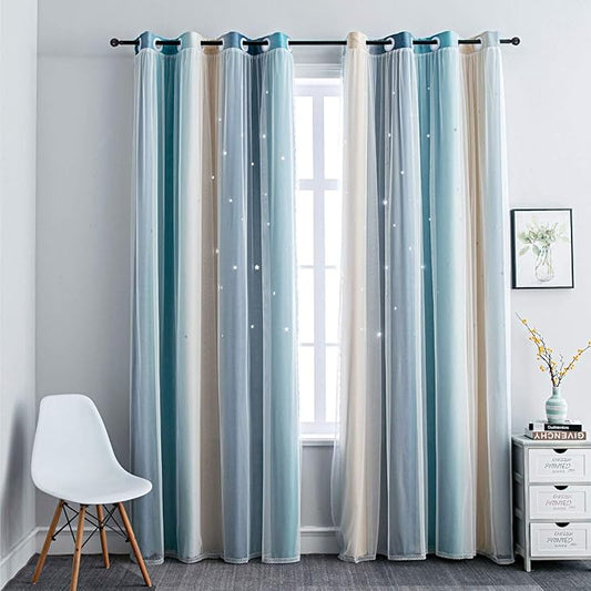 FANLI Ombre Rainbow Blackout Curtains by FANLI