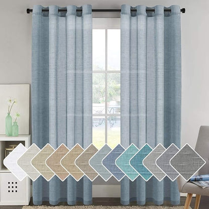 H.VERSAILTEX Linen Curtains Flax Linen Blended Curtain Panels by HVERSAILTEX