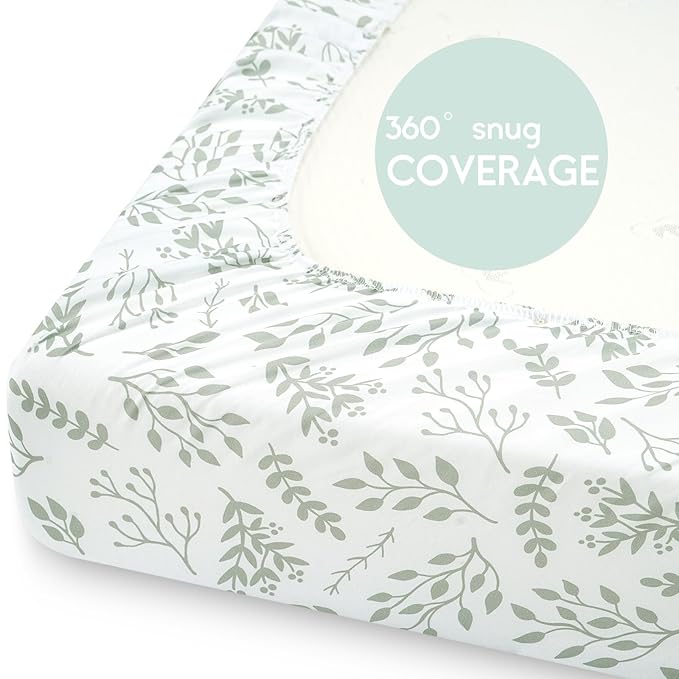 Yoofoss Pack and Play Sheets Fitted, Mini Crib Sheets 2-Pack - Image 6