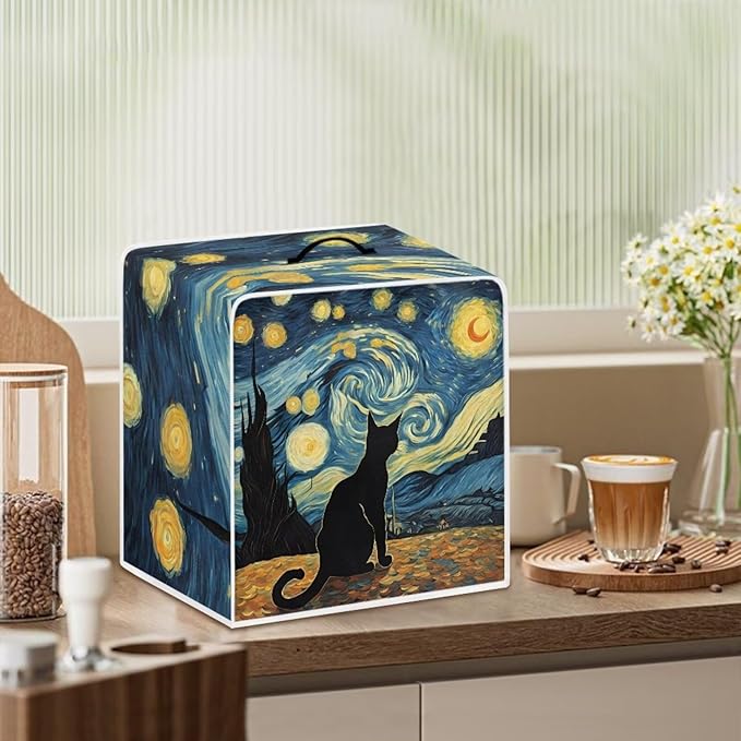Starry Night Cat Print Coffee Machines Covers - Image 3